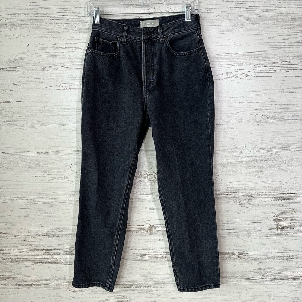 EVERLANE The Curvy 90s Cheeky Straight Jeans 27 CROP Organic Cotton Black Gray